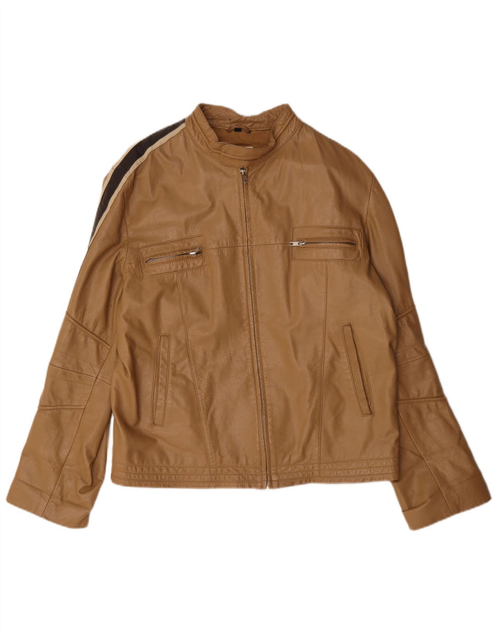 Chaqueta de cuero vintage para hombre IT 54 XL Cuero color beige