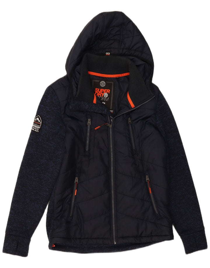 Superdry Chaqueta acolchada con capucha para hombre UK 40 Large Poliéster moteado azul marino