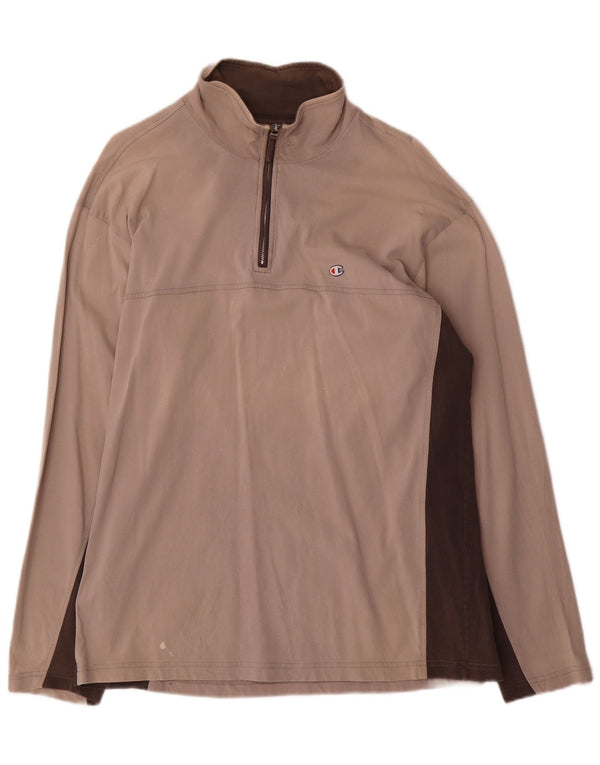 Champion Top con cuello con cremallera y manga larga para hombre XL Algodón color beige