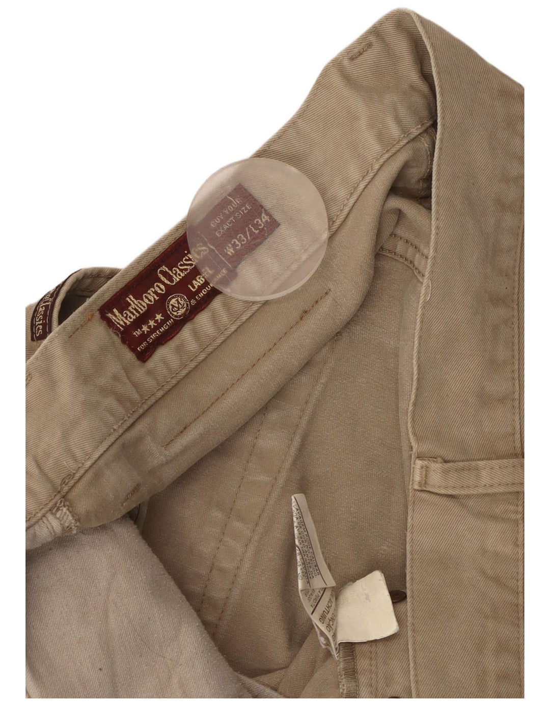 MARLBORO CLASSICS Pantalones casuales rectos para hombre W33 L28 Algodón beige