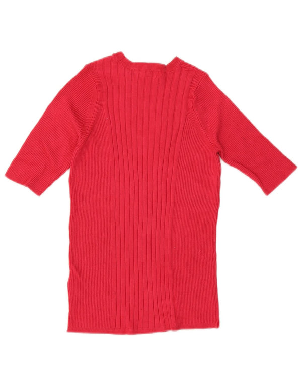 Marks & Spencer Suéter tipo jersey con cuello redondo y manga 1/2 para mujer UK 8 Small Pink