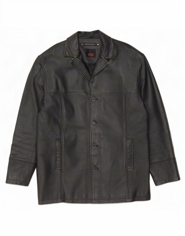 Chaqueta de cuero vintage para hombre IT 48 Medio Negro