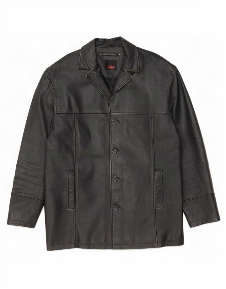 Chaqueta de cuero vintage para hombre IT 48 Medio Negro