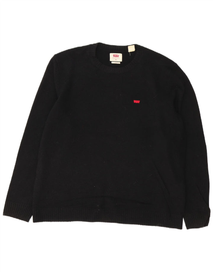 Levi's Jersey estándar con cuello redondo para hombre XL Lana negra