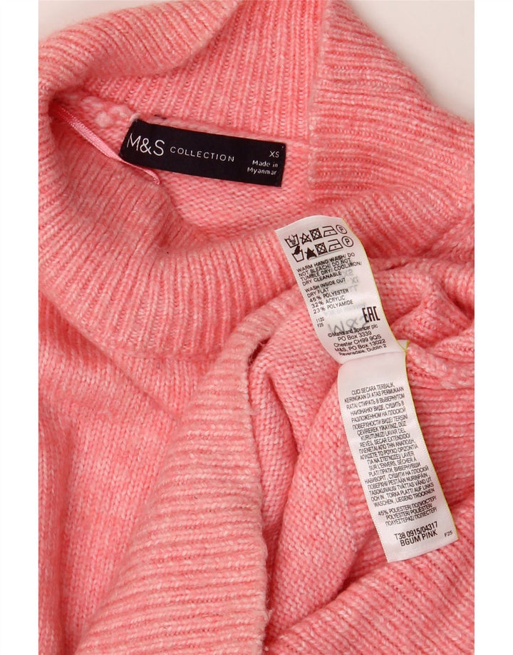 MARKS & SPENCER Jersey extragrande con cuello de tortuga para mujer UK 6 XS Rosa