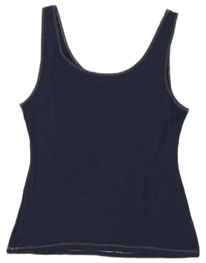 Roccobarocco Top sin mangas con gráfico corto para mujer IT 50 XL Azul marino