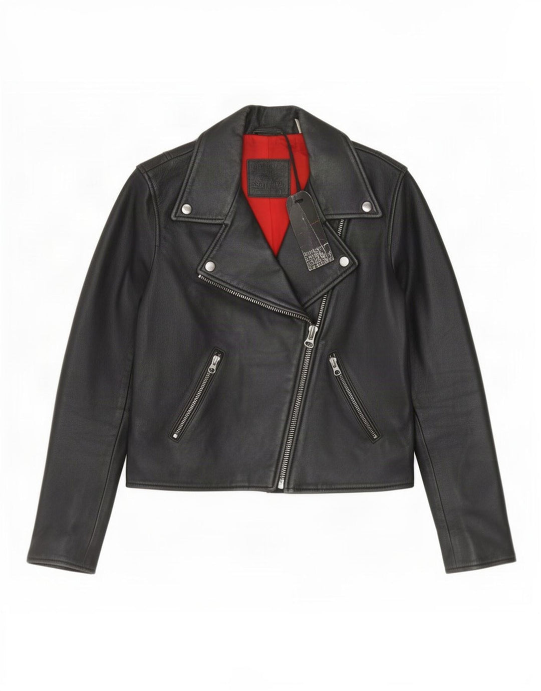 Levi's Chaqueta motera de cuero corta para mujer UK 6 XS Negro
