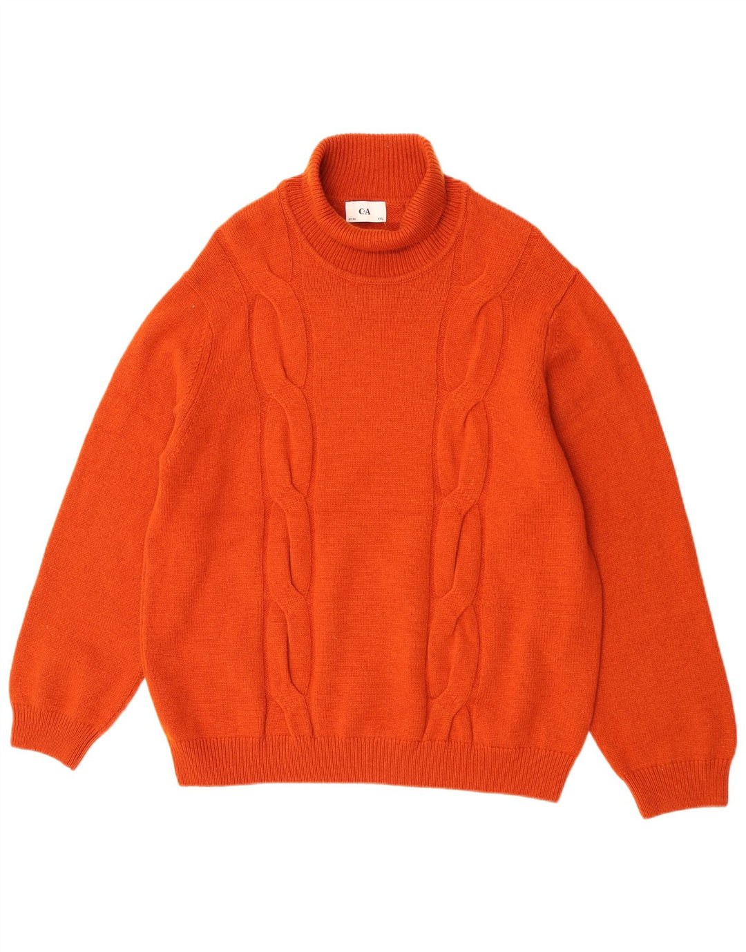 C&A Jersey con cuello vuelto para hombre, talla 2XL, lana naranja