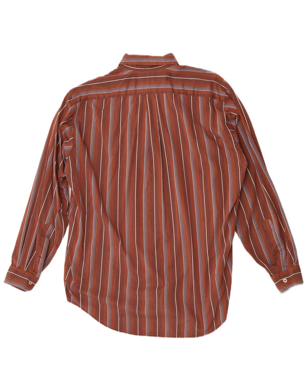 Camisa Marlboro Classics Hombre Grande Algodón A Rayas Marrón
