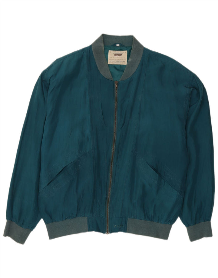 Rene Chaqueta Bomber para Hombre UK 38 Seda Azul Mediana
