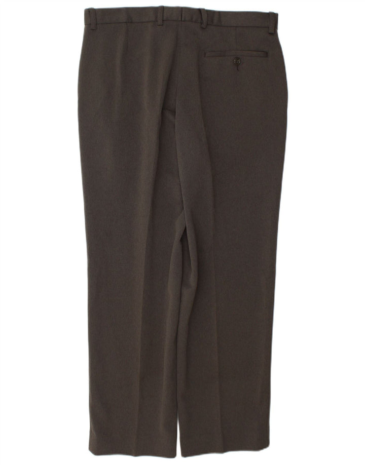 Marks & Spencer Pantalón de traje cónico para hombre W34 L29 Poliéster marrón