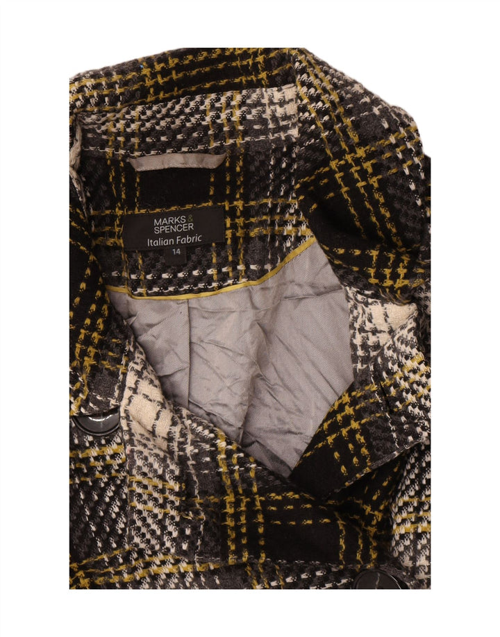 Marks & Spencer Chaquetón corto para mujer Reino Unido 44 Grande Acrílico a cuadros negros
