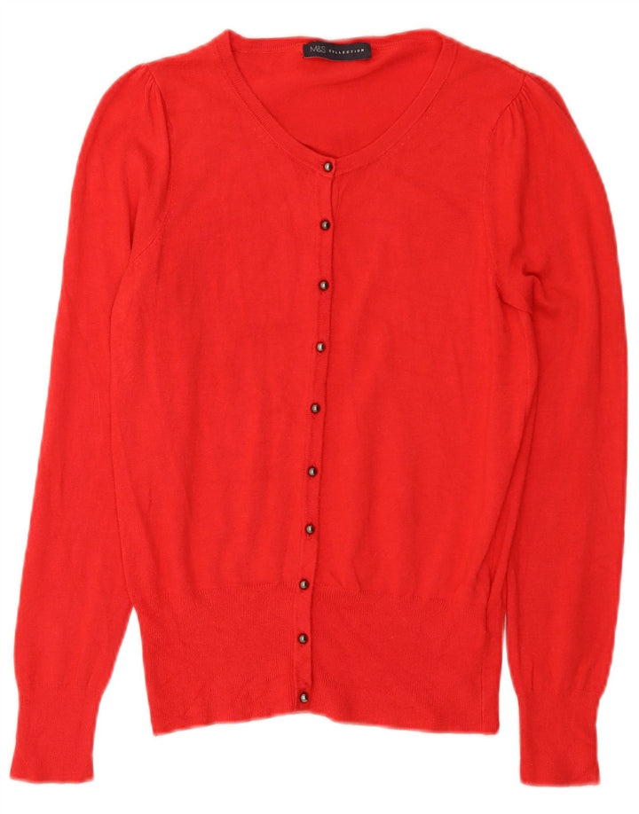 Marks & Spencer Suéter tipo cárdigan para mujer UK 8 Small Viscosa roja