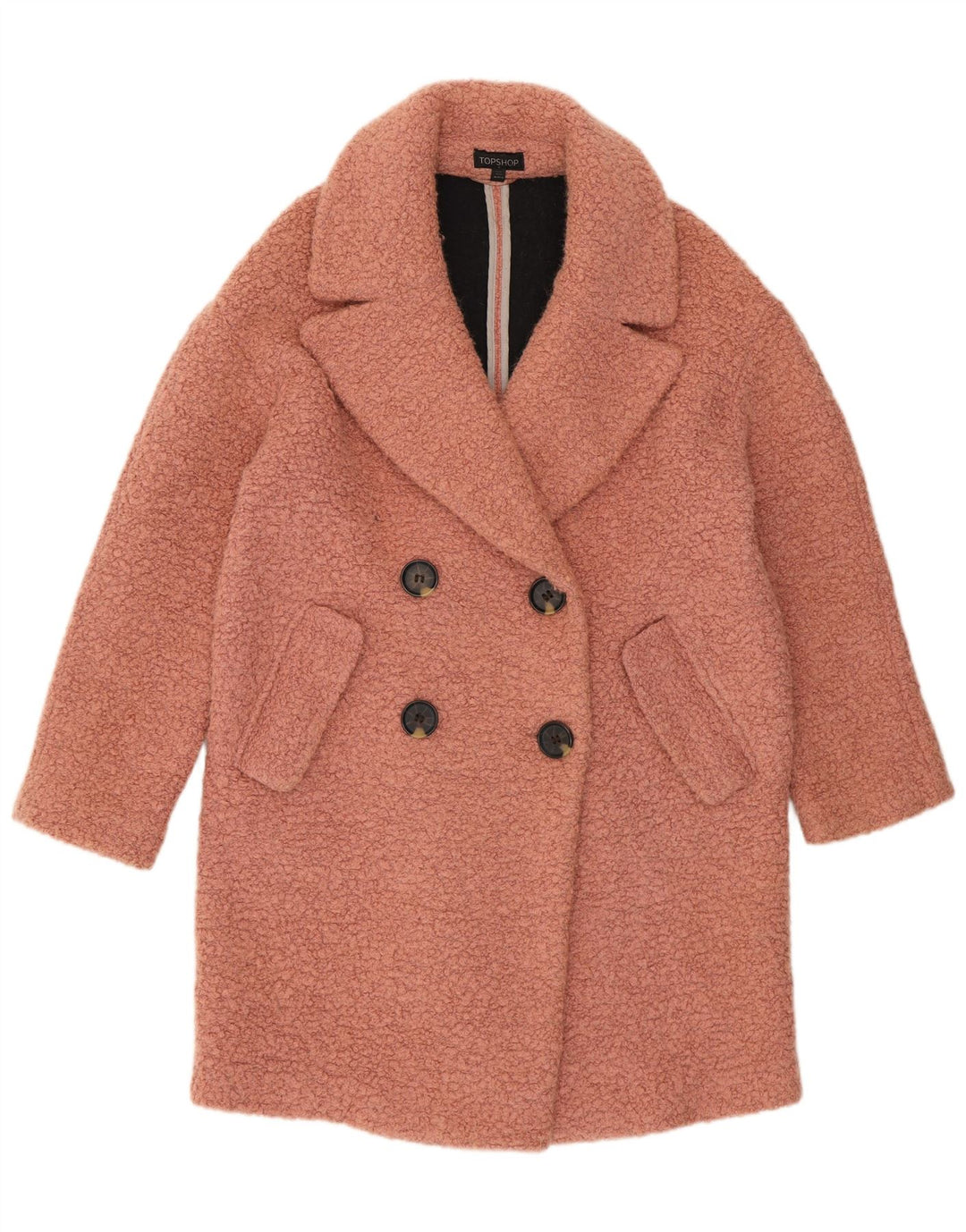 Topshop Abrigo extragrande con doble botonadura para mujer UK 10 Small Pink Wool