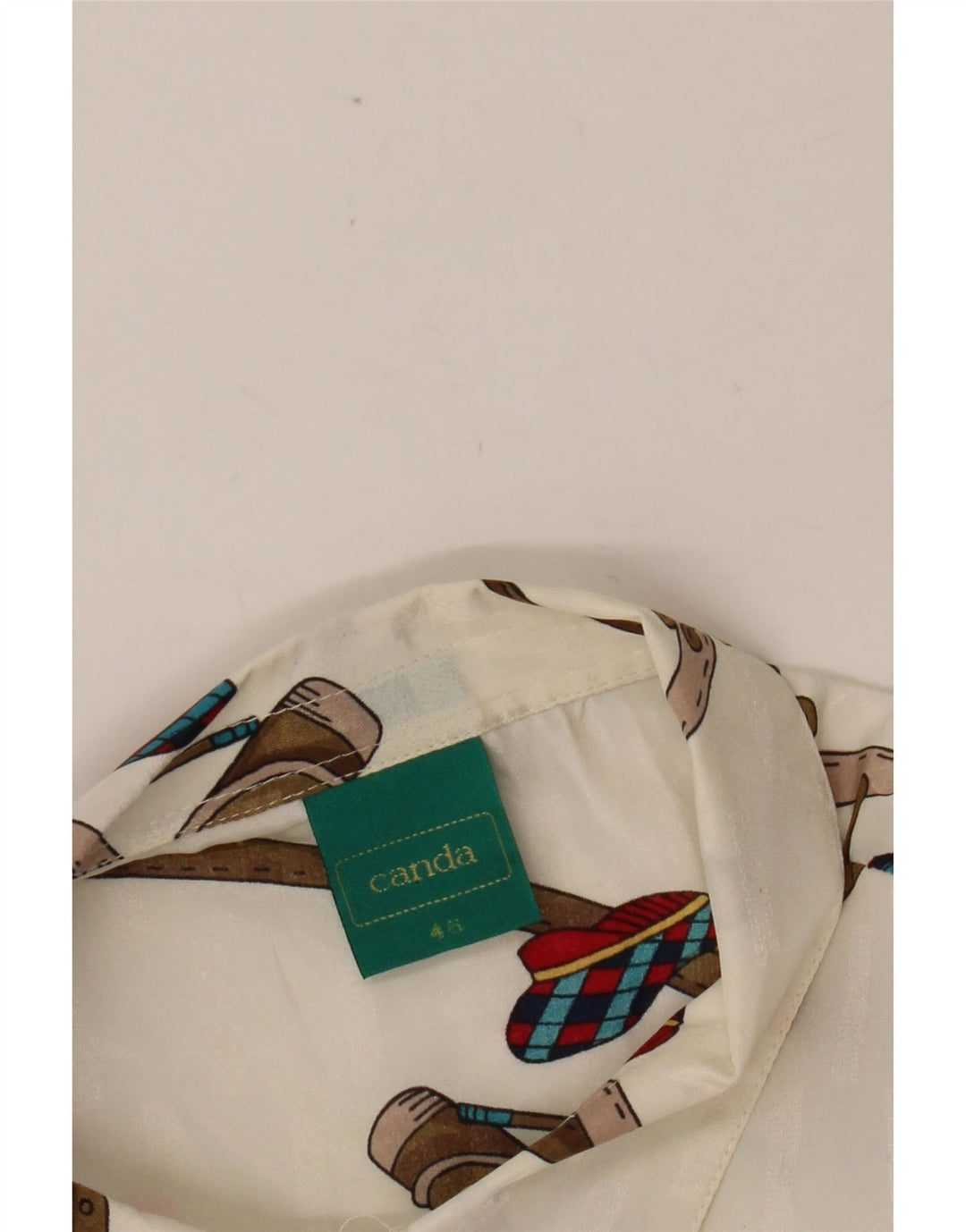 CANDA Blusa camisera con estampado abstracto para mujer IT 46 Poliéster blanco grande