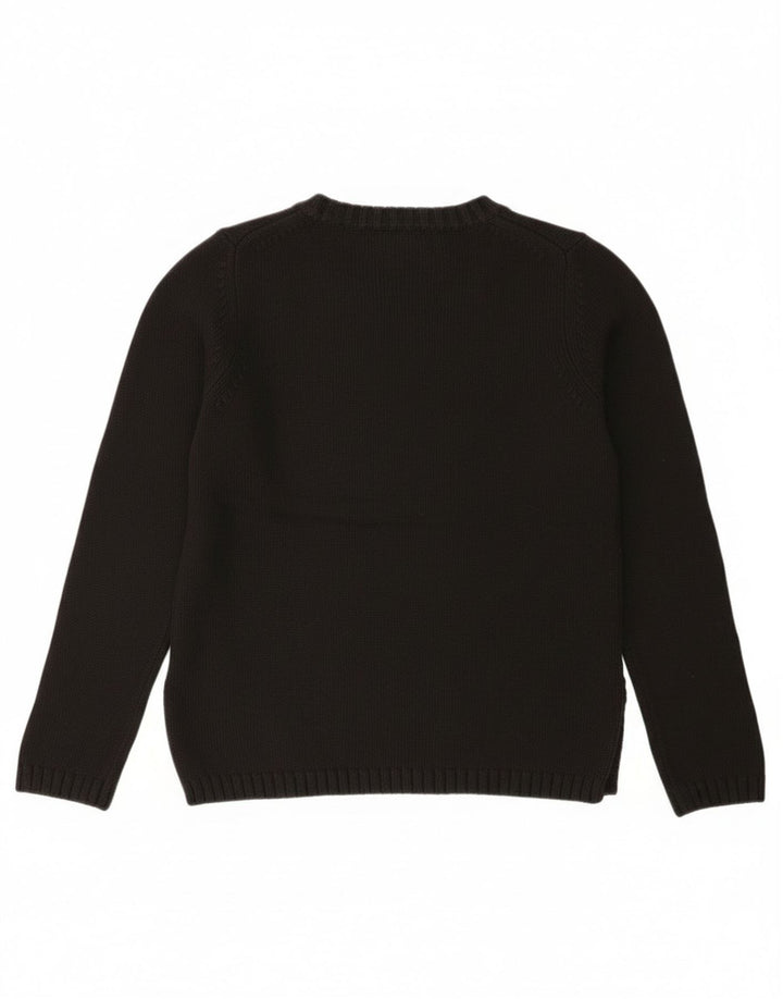 Eddie Bauer Suéter con cuello en V para mujer UK 14 Mediano Algodón negro