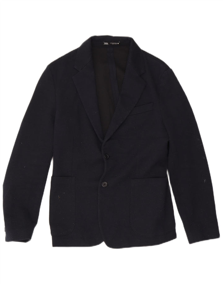 Zara Chaqueta tipo blazer de 2 botones para hombre UK 38 Mediano Azul marino Poliéster