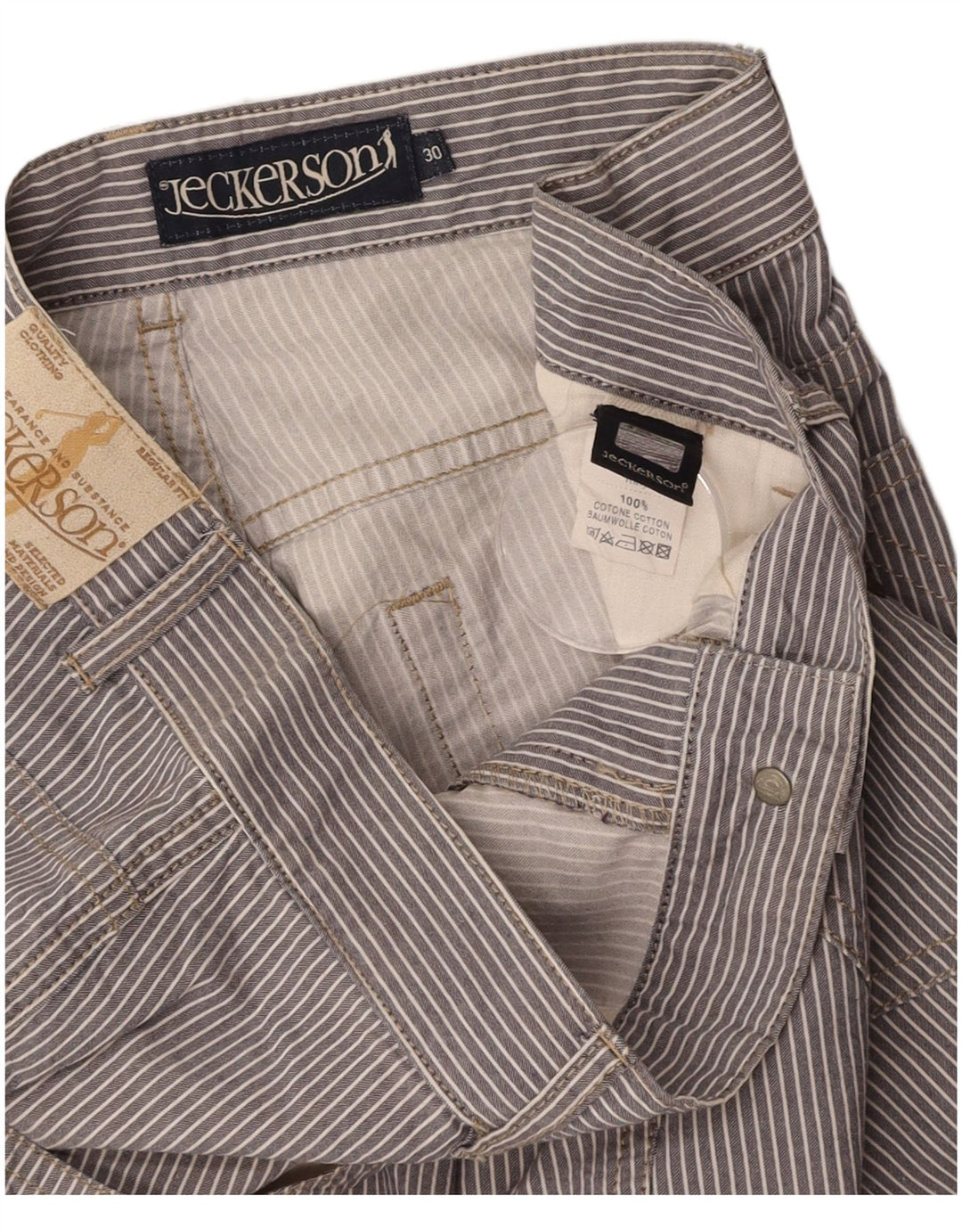 JECKERSON Bermudas para hombre W30 Algodón a rayas gris medio
