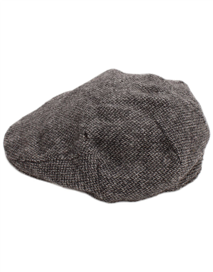 Gorra plana Marks & Spencer para hombre, talla grande, gris, lana en espiga, clásica
