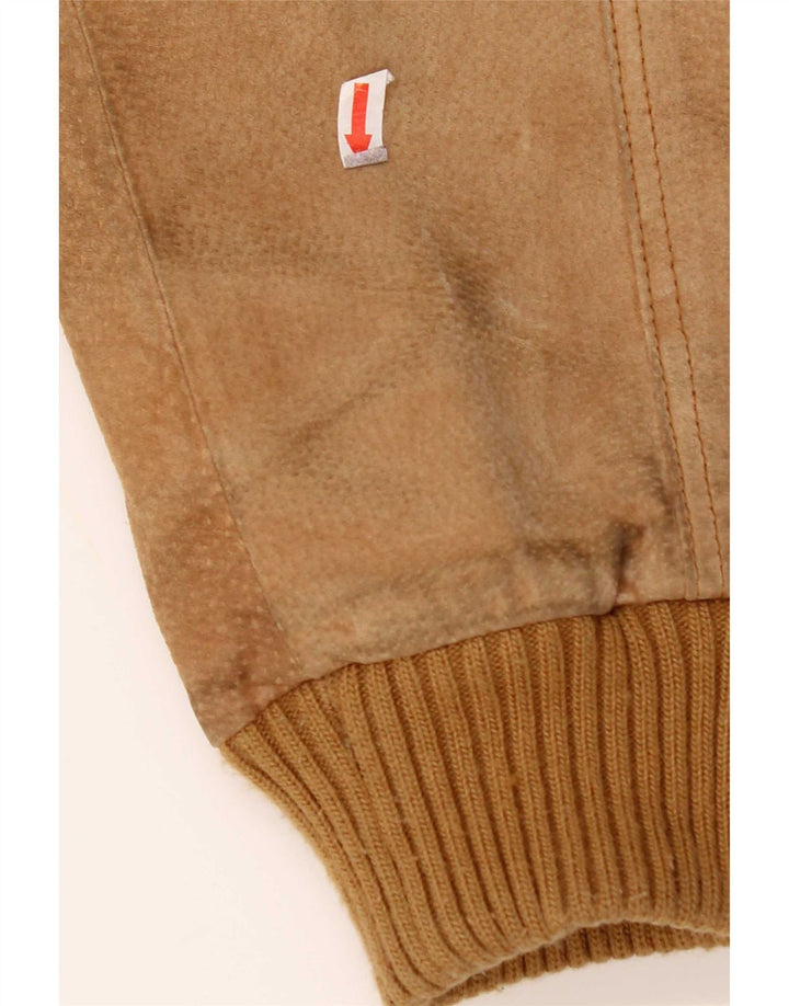 Vintage hombres ante chaqueta Reino Unido 42 2XL cuero beige