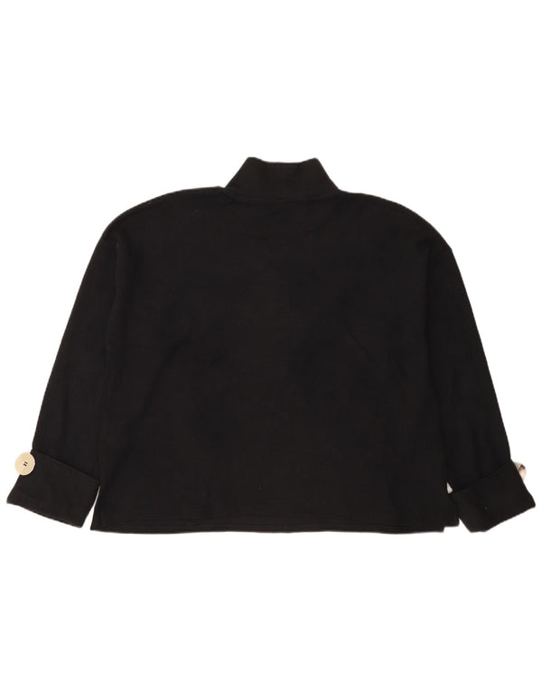 Zara Mujer Top Extragrande Manga Larga UK 44 Mediano Algodón Negro