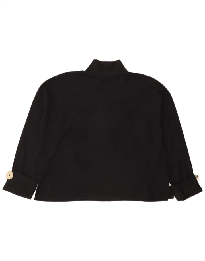 Zara Mujer Top Extragrande Manga Larga UK 44 Mediano Algodón Negro