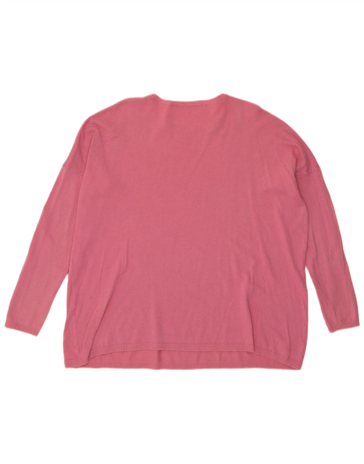 Zara Mujer Jersey De Cuello Redondo De Gran Tamaño Suéter UK 44 Rosa Mediano