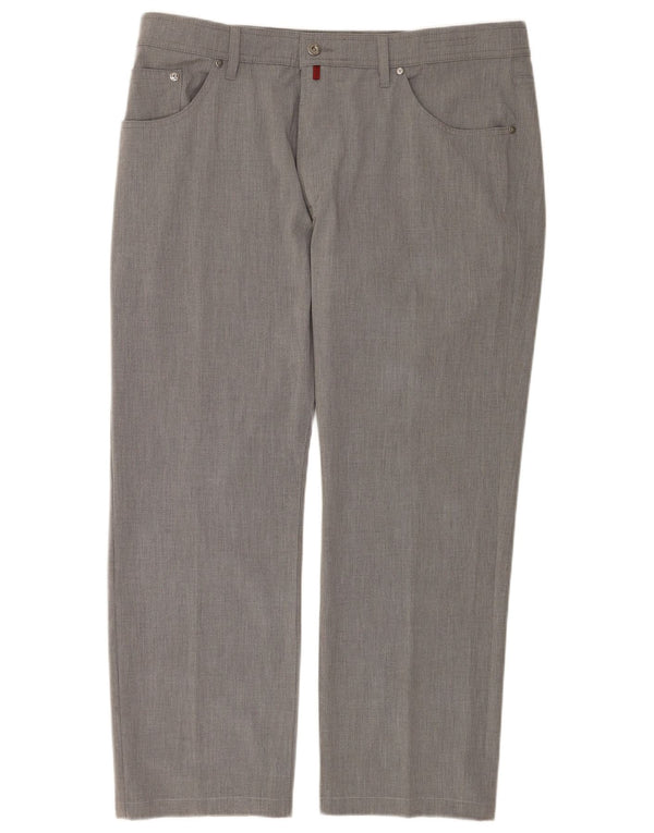 Pierre Cardin Mens Straight Casual Trousers W40 L30 Grey Polyester