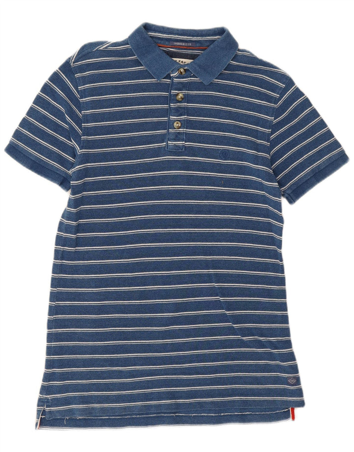 FAT FACE Polo de hombre pequeño de algodón a rayas azules
