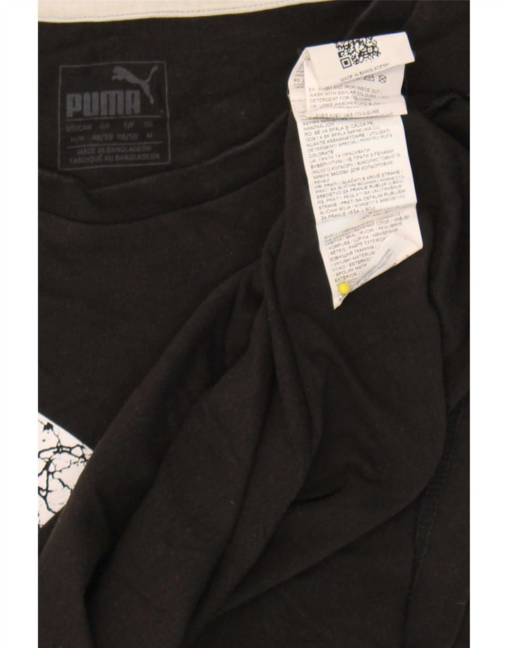Puma Camiseta gráfica para hombre Top Medium Black Cotton