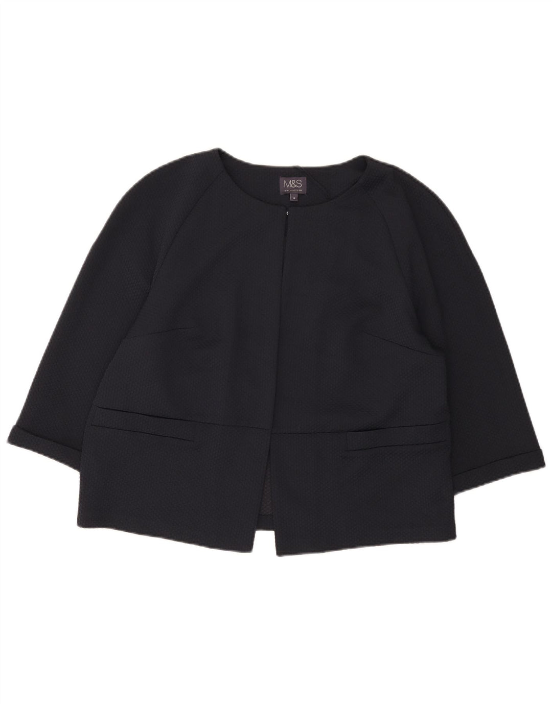 Marks & Spencer Chaqueta Blazer Corta de Manga 3/4 para Mujer UK 46 Grande Azul Marino