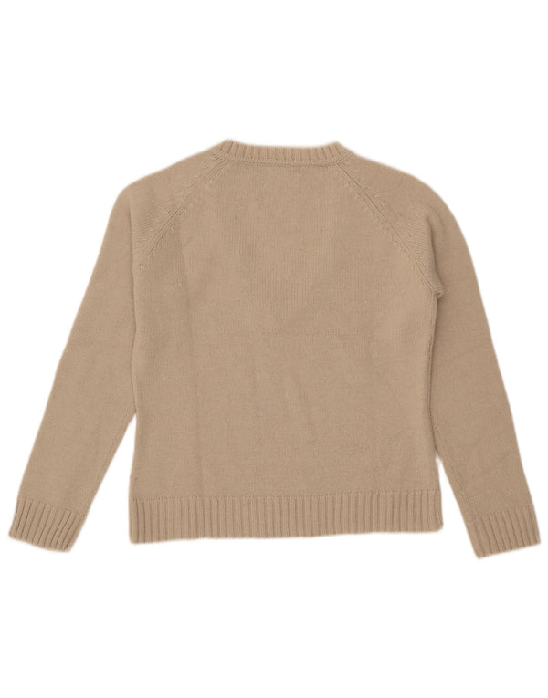 Zara Mujer Jersey con Cuello en V Suéter UK 46 Grande Acrílico Beige