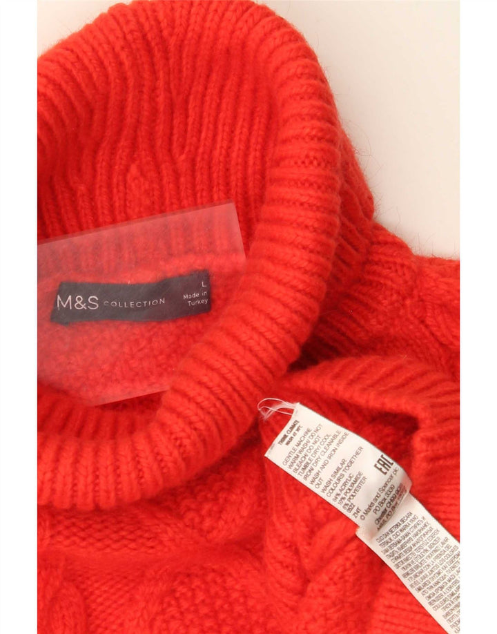 Marks & Spencer Jersey extragrande con cuello vuelto para mujer, talla 40, color rojo