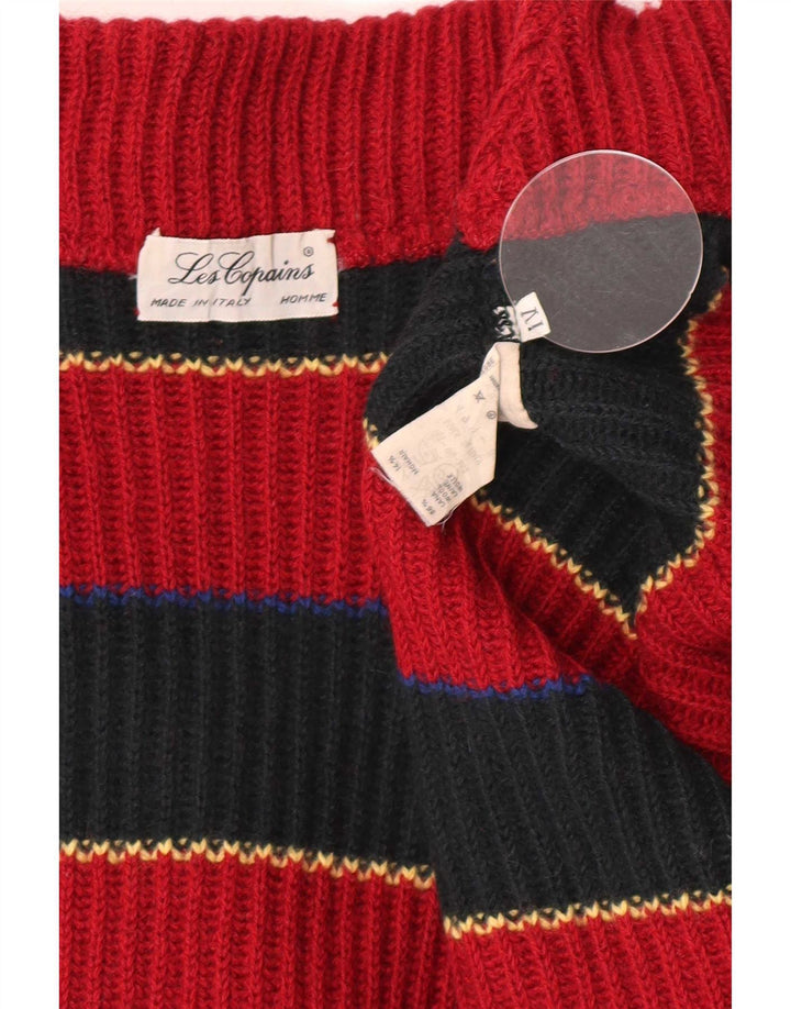Jersey Les Copains Hombre Con Cuello Alto De Lana A Rayas Roja Mediana