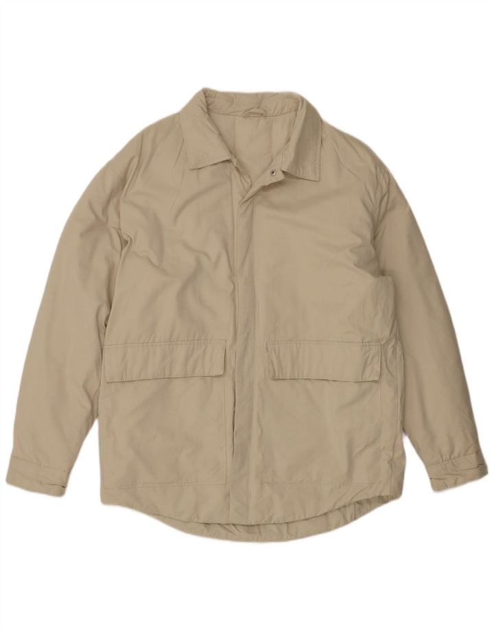 Zara Mens Bomber Jacket UK 40 Large Beige Poliéster