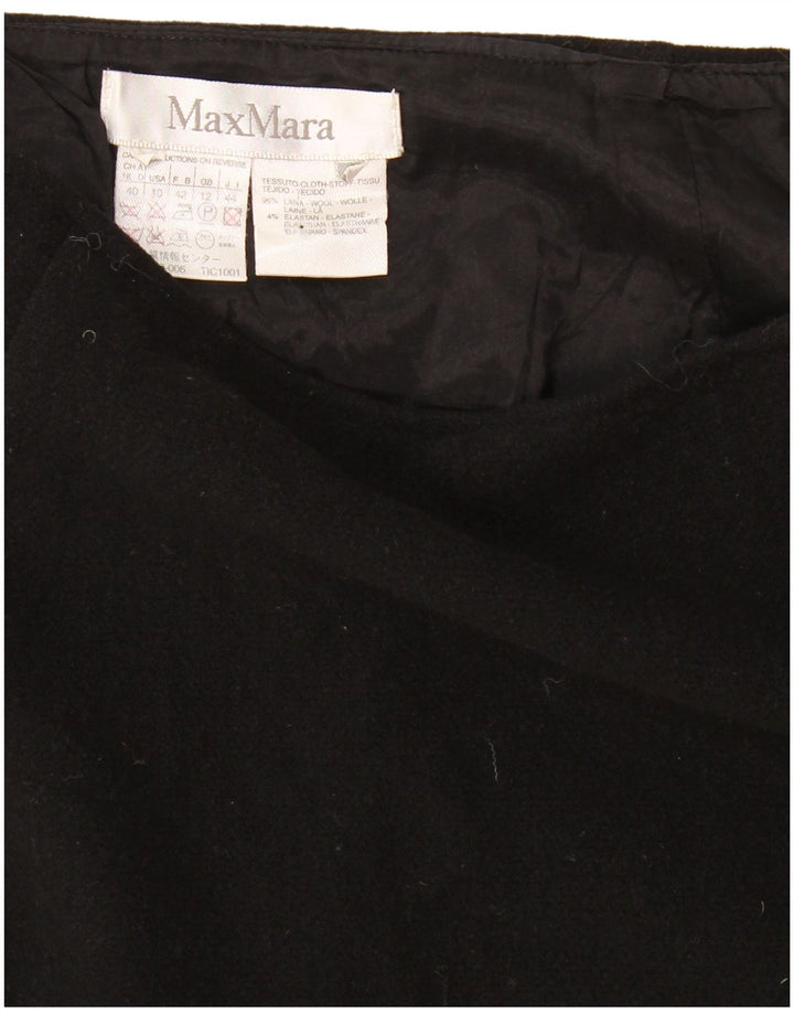 Max Mara Falda recta para mujer UK 12 Medium W28 Lana negra