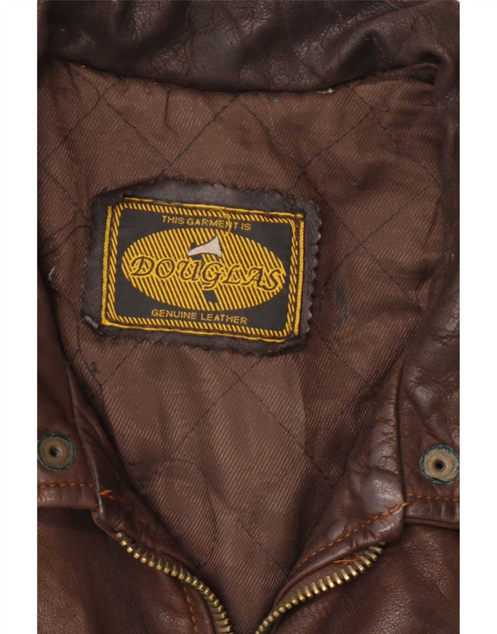 Douglas Chaqueta de cuero holgada para hombre UK 38 Marrón medio