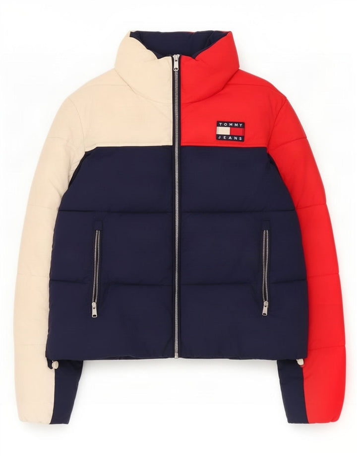 Tommy Hilfiger Chaqueta acolchada para mujer UK 44 Mediana Azul marino Colorblock