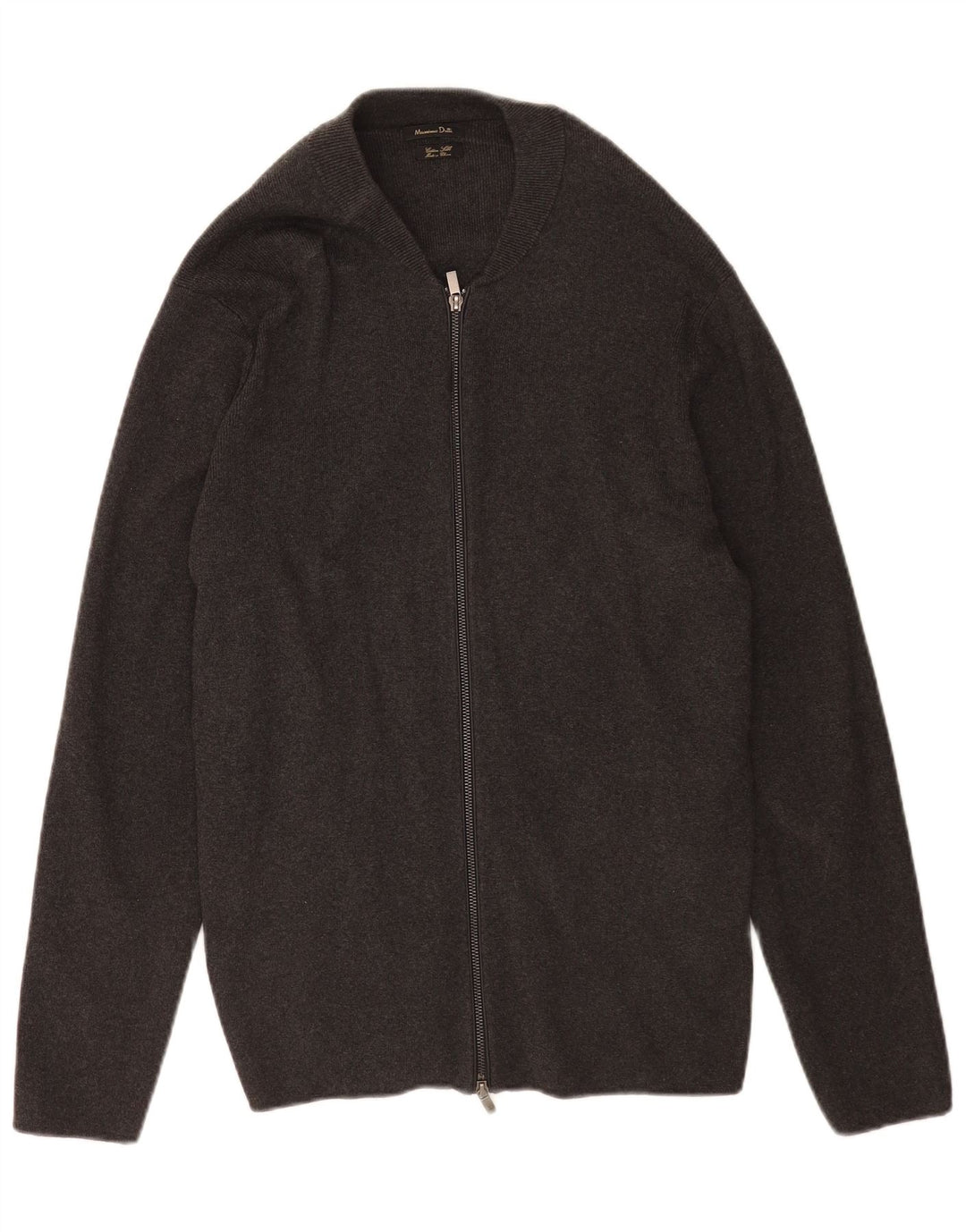 Massimo Dutti Jersey Cárdigan Cremallera Completa Hombre XL Gris Algodón