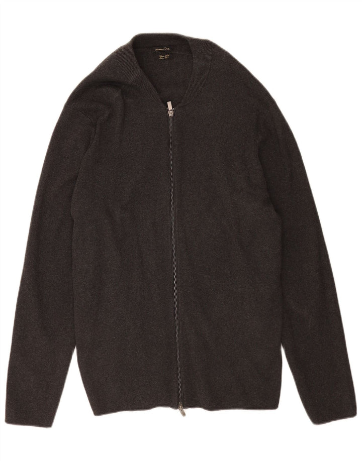 Massimo Dutti Jersey Cárdigan Cremallera Completa Hombre XL Gris Algodón
