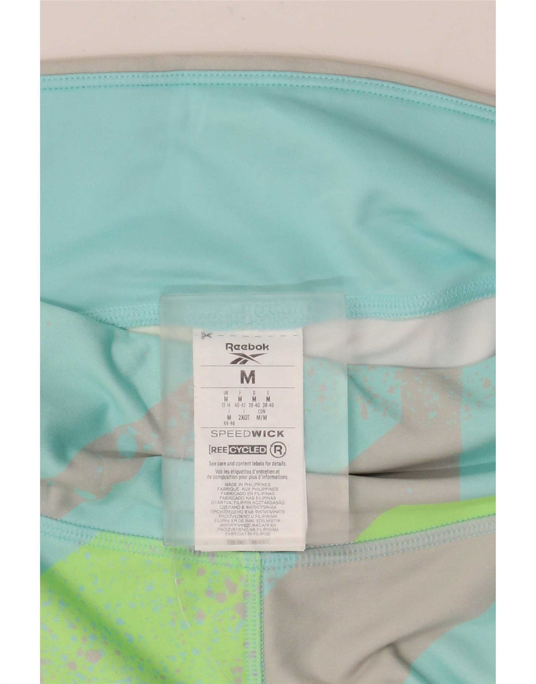 Reebok Leggings Capri para Mujer UK 12/14 Poliéster geométrico Turquesa Medio