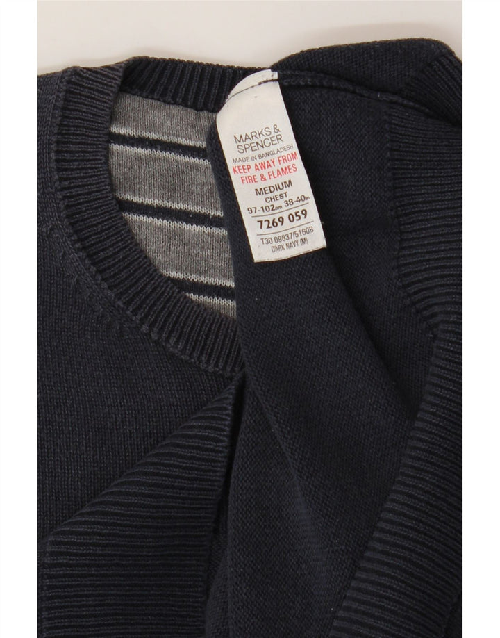 Marks & Spencer Jersey de cuello redondo para hombre de algodón azul marino mediano