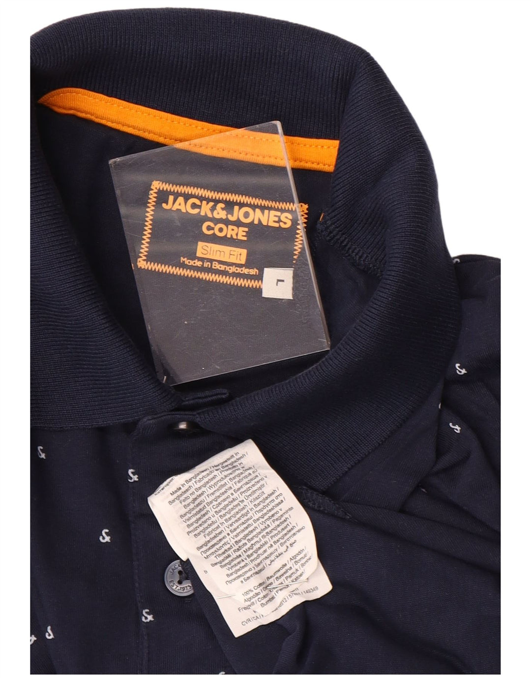 JACK & JONES Polo de corte slim para hombre de algodón con lunares en azul marino grande