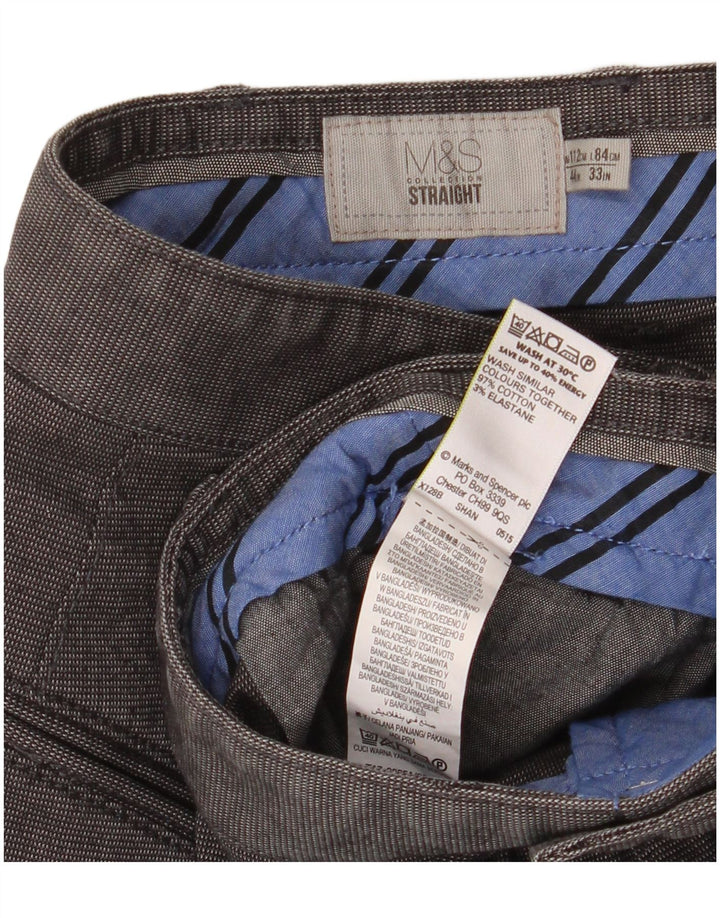 Marks & Spencer Pantalones cortos rectos para hombre W44 L23 Algodón gris