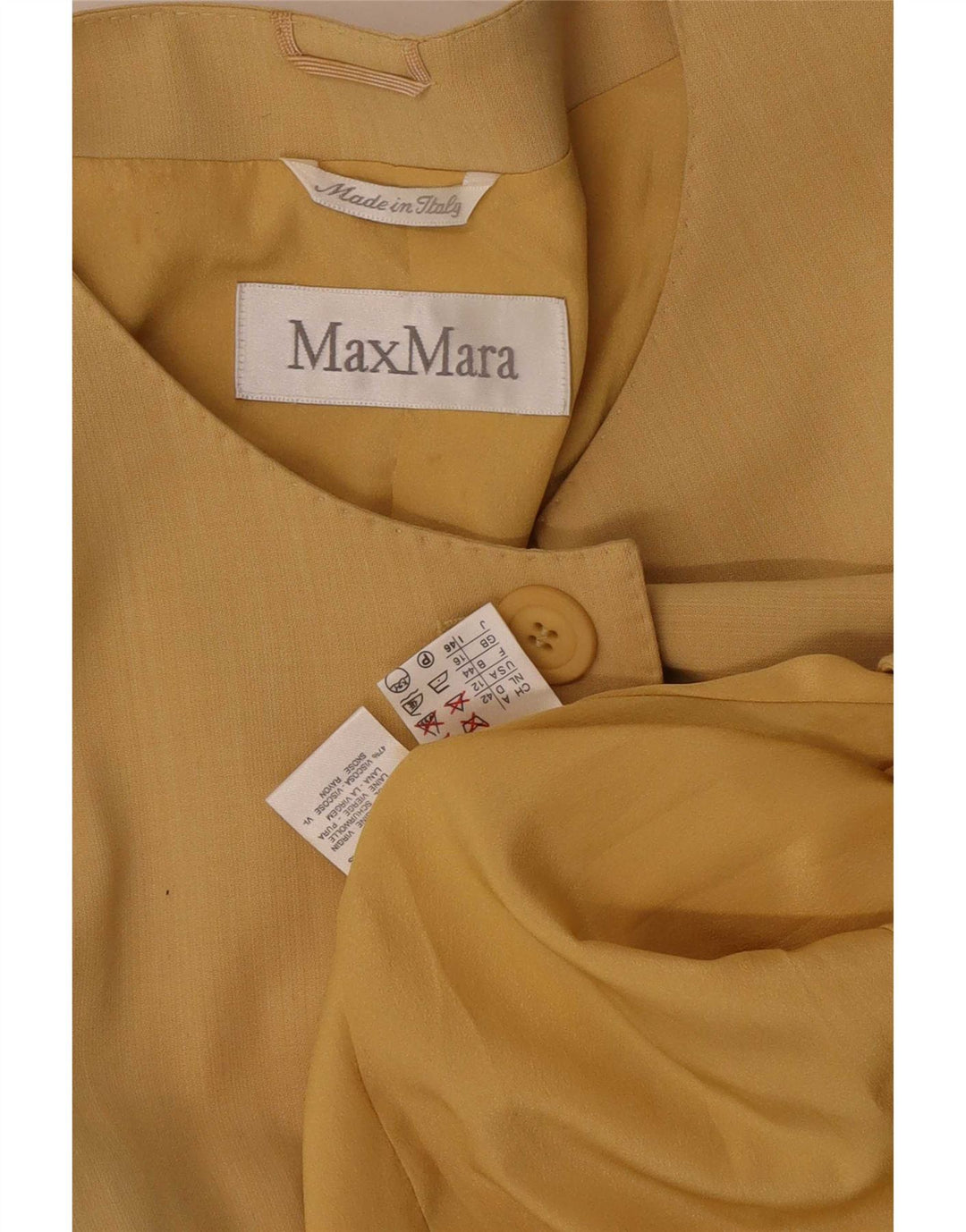 Max Mara Chaqueta tipo blazer larga con 1 botón para mujer, talla 40, color amarillo