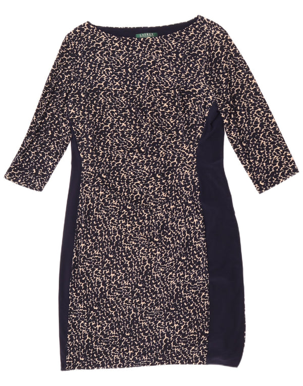 Ralph Lauren Vestido pequeño para mujer US 14 XL Azul marino Estampado animal
