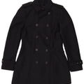 Zara Mujer Gabardina De Doble Botonadura UK 10 Small Poliéster Azul Marino