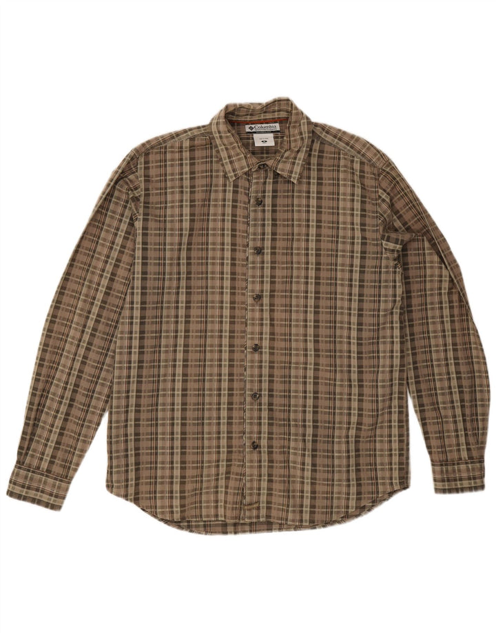 Camisa Columbia Hombre Marrón Medio A Cuadros De Algodón
