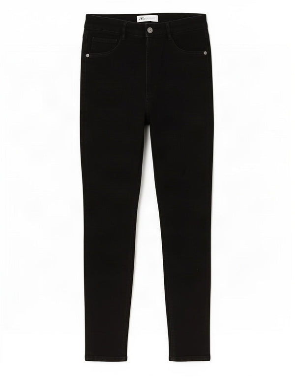 Zara Vaqueros pitillo de cintura alta para mujer EU 38 Small W28 L27 Negro