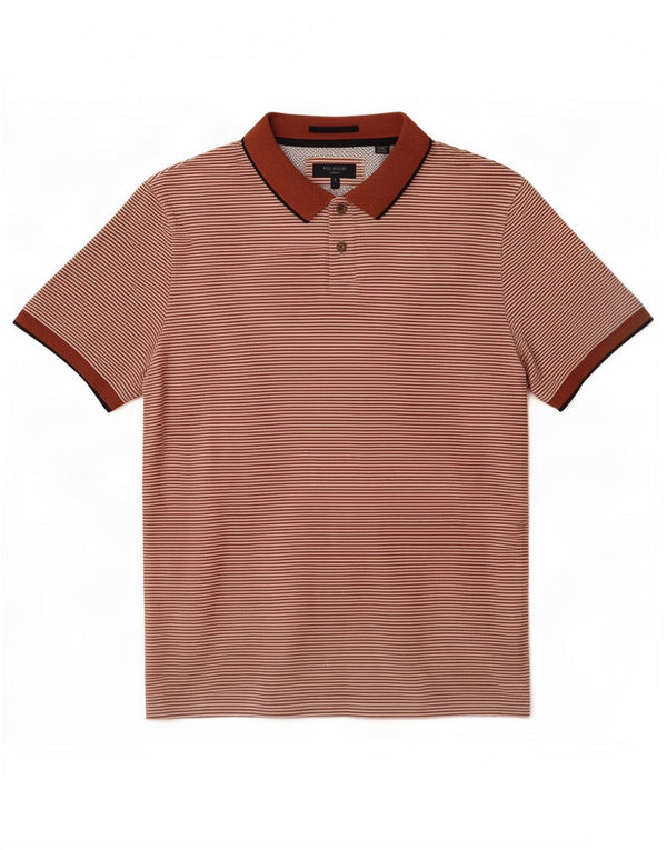 Ted Baker Polo para hombre talla 4 grande algodón a rayas marrón